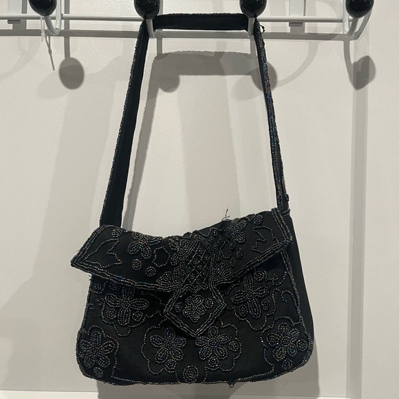 The Leah Beaded Shoulder Bag-Diamond Print